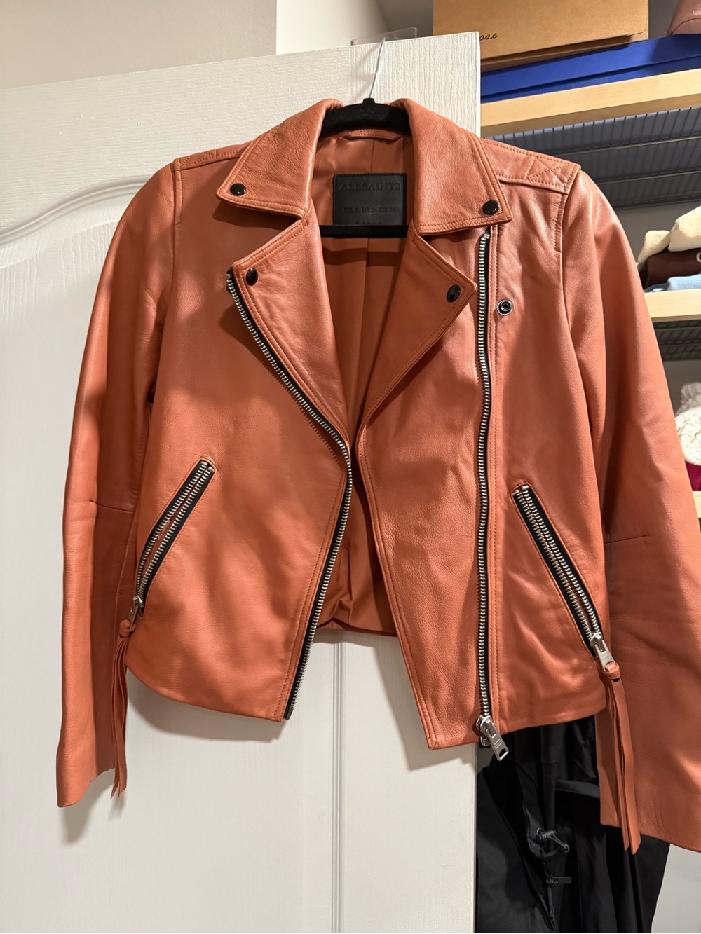 All Saints Women's Coral Leather Moto Jacket